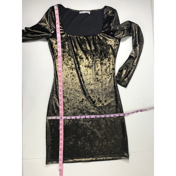 Reformation Wahl Gold Metallic Mini Dress Square Neck Formal Date Night Holiday - Picture 9 of 10